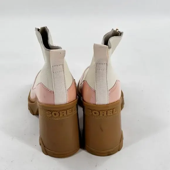 SOREL Brex Chelsea Zip Booties 8 NWT Boot Ankle White Platform Heel Leather - Picture 6 of 9